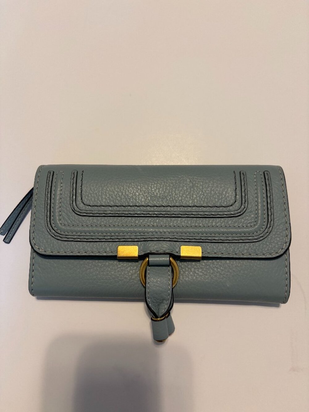 Chloé Marcie Leather Long Wallet - Light Blue - Picture 2 of 5
